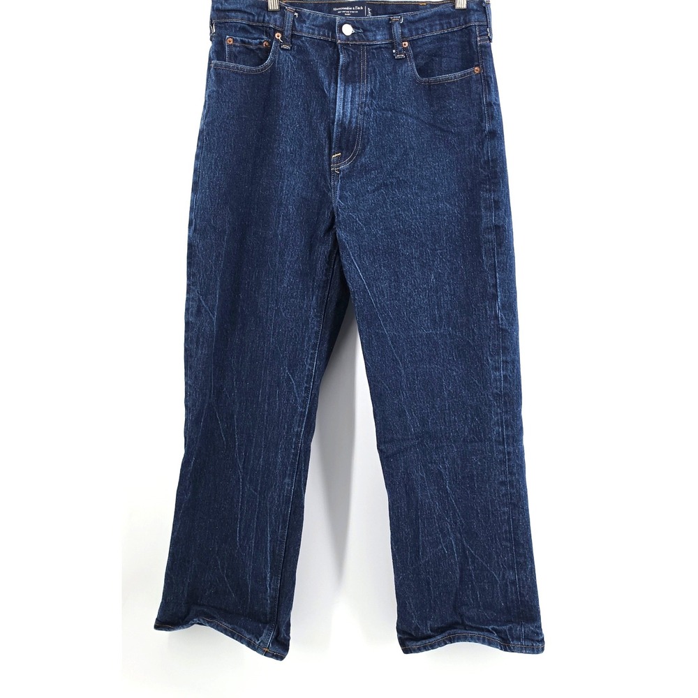 Abercrombie & Fitch Baggy Jeans 36x30 Mens Vintage Stretch Dark Wash Denim